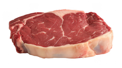 Raw beef steak with marbling and fat isolated on a transparent background