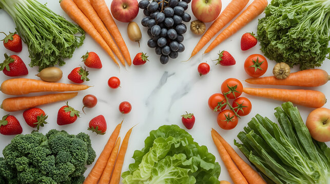 Aesthetic Flat Lay of Colorful Superfoods and Vegan Ingredients