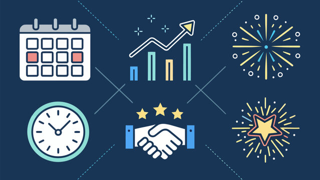 Celebrate successful collaborations and business growth with this dynamic, upbeat performance review vector graphic design - Powered by Adobe