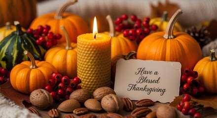 Thanksgiving Pumpkins with Cozy Autumn Leaves