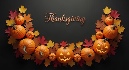 Warm Autumn Thanksgiving Greeting with Maple Leaves