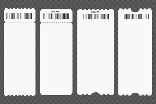 Collection of empty entrance to the concert ticket templates isolated on transparent background entrance to the concert