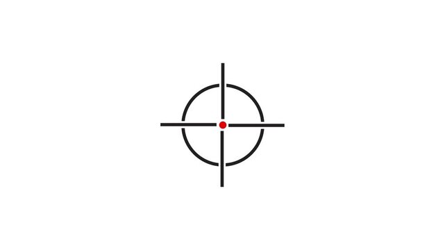 Animated black crosshair target with a red center dot rotates smoothly for precise aiming.