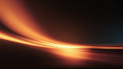 Abstract image of curved, glowing orange light trails against a dark background