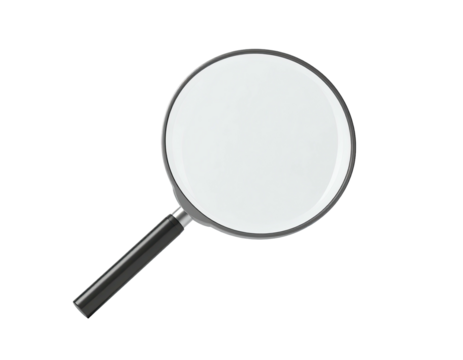 Magnifying glass with black handle on a plain black background