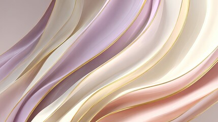 Abstract pastel flowing waves with gold accents in elegant design
