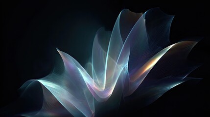 Abstract luminous wave pattern with soft gradient light on dark background