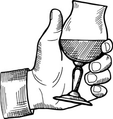 Fototapeta premium A hand holding a wine glass