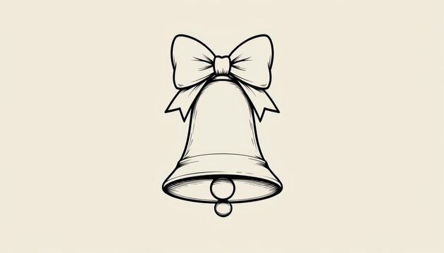Decorative bell with ribbon bow depicts simple bell with decorative bow providing charming festive accent for various occasions