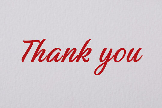 Red Thank you note on white background