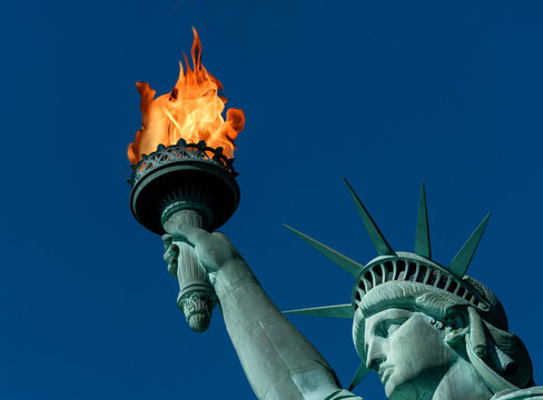 Statue of Liberty with real flames
