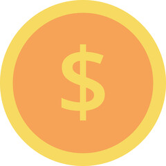 A yellow coin with a dollar sign on it