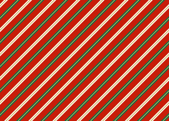 ギフト包装紙風の赤・緑・金・白の斜めストライプシームレスパターン　クリスマスカラーの斜めストライプ模様の壁紙のベクターイラスト