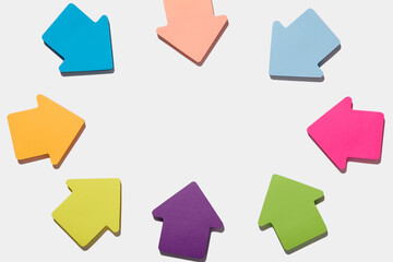 Colorful arrow shaped post it notes