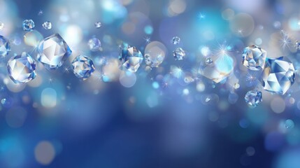 blue rhinestone background with subtle bokeh and reflective accents, cool futuristic tones, elegant softened center for text placement, high end