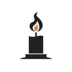 Stylized burning candle icon with a vibrant orange flame, representing light and peace