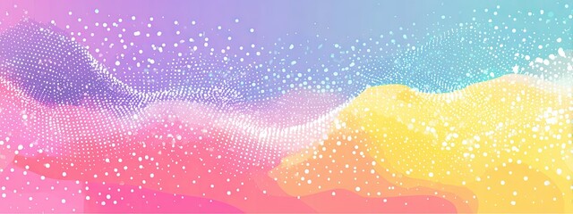 Abstract landscape with layered color gradients and dotted patterns, forming soft hills
