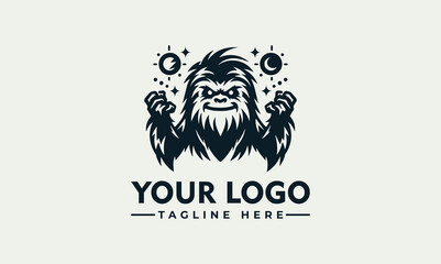 Vector logo illustration of a bigfoot with sun and moon for your logo.