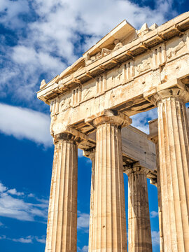 Parthenon temple on Acropolis Hill against sky