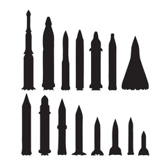 Set of combat rocket weapons Isolated