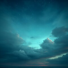 Obraz premium Swirling Teal and Blue Gas Clouds in a Starry Night Sky