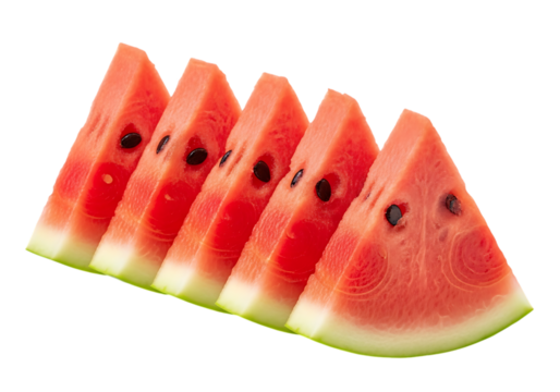 Fresh sliced watermelon, red pulp, black seeds, summer fruit dessert