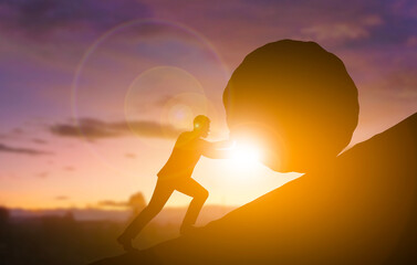 Pushing Through Obstacles silhouette