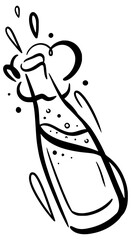 Popping champagne bottle sketch for celebration