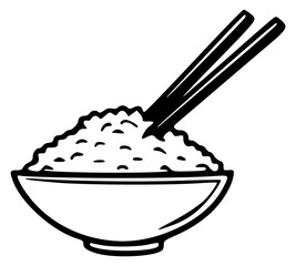 Rice bowl with chopsticks icon