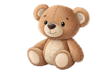 Cute teddy bear toy isolated on transparent background