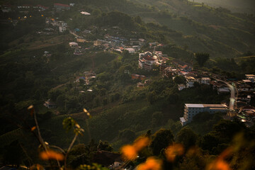 A town with houses and a church Doi maesalong, Chiang rai,thailand