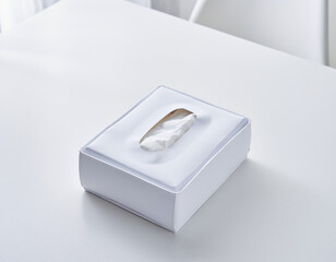 Minimalist White Square Tissue Box on Modern Table Surface
