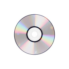 Compact disc or dvd disk with rainbow reflections isolated on transparent background for data storage or multimedia