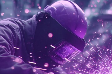 Welding process illuminated by sparks creates dynamic and vibrant atmosphere