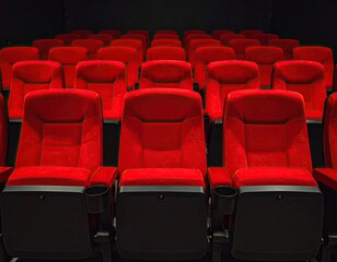Naklejka premium Empty red theatre seats, anticipation for a show
