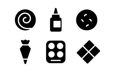 Baking tool icons: flat style for culinary design projects