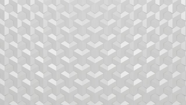 seamless isometric geometric pattern background. 3d render of abstract light grey and white cubes creating a minimal digital wallpaper.