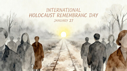 The elements of railway crowds, Holocaust Remembrance Day, painful experiences, and human reflection are suitable for historical commemoration and peace propaganda materials.

