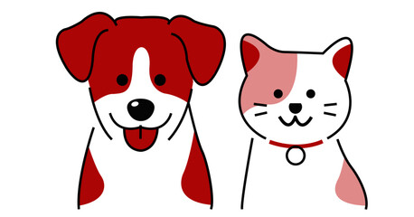 Cartoon Dog and Cat Illustration in Bold Style