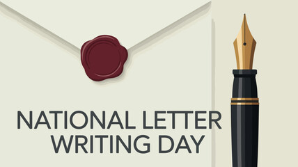 National Letter Writing Day with Envelope, Wax Seal, and Fountain Pen
