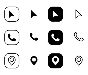 Collection of business card icons in vector format, featuring modern minimal style, suitable for UI, app, web, and digital interface design projects.