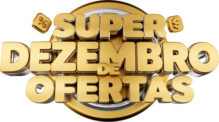 selo 3d super ofertas de dezembro, novembro, fecha mes
