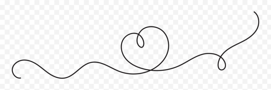 Single doodle heart continuous wavy line art drawing on white background. vector. EPS 10. Heart continues line art drawing.
