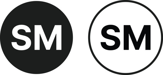 Service Mark (SM) Symbol Icon Set. Business Service Protection symbols. Commercial Services and Brand Identity Mark Icons collection. SM Symbol and Commercial Rights Logos