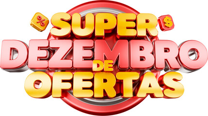 selo 3d super ofertas de dezembro, novembro, fecha mes
