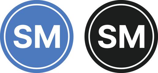 Service Mark (SM) Symbol Icon Set. Business Service Protection symbols. Commercial Services and Brand Identity Mark Icons collection. SM Symbol and Commercial Rights Logos
