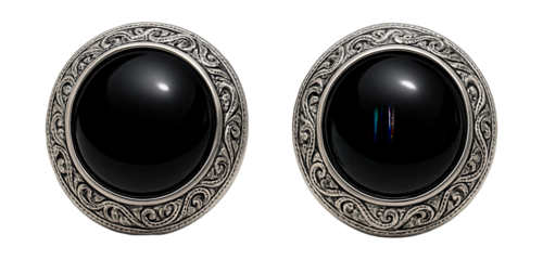 Classic cufflinks featuring jet black onyx stones and intricate filigree design.