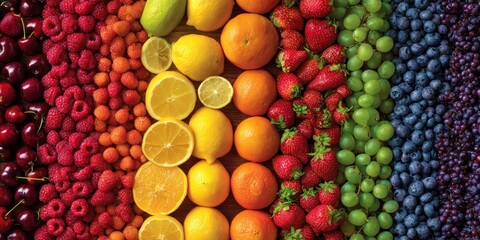 Rainbow of Fresh Fruits - A Vibrant and Healthy Display.