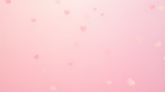 Softly falling pink heart-shaped confetti on a gentle gradient background, perfect for romantic themes and celebrations