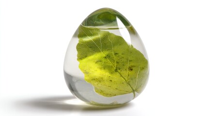 Leaf encased in resin egg, natures beauty preserved.